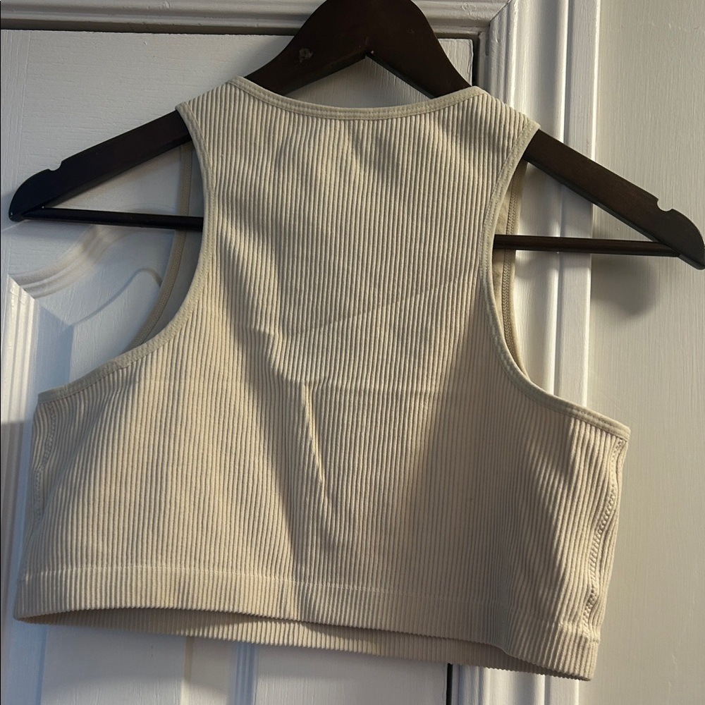 Garage Cream Ribbed Crop Tank - Picture 3 of 3
